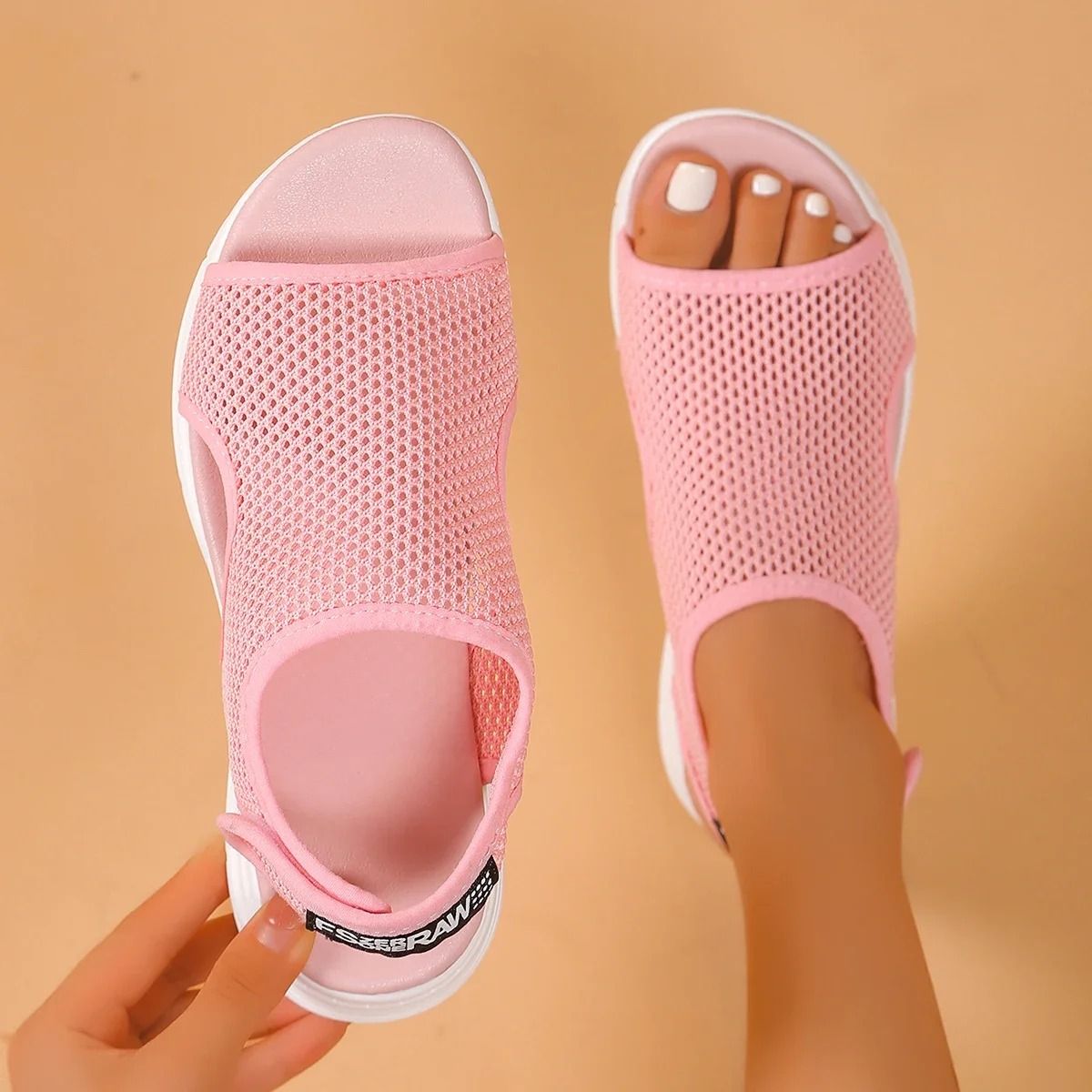 Womens Knitted Mesh Slip On Summer Sandals
