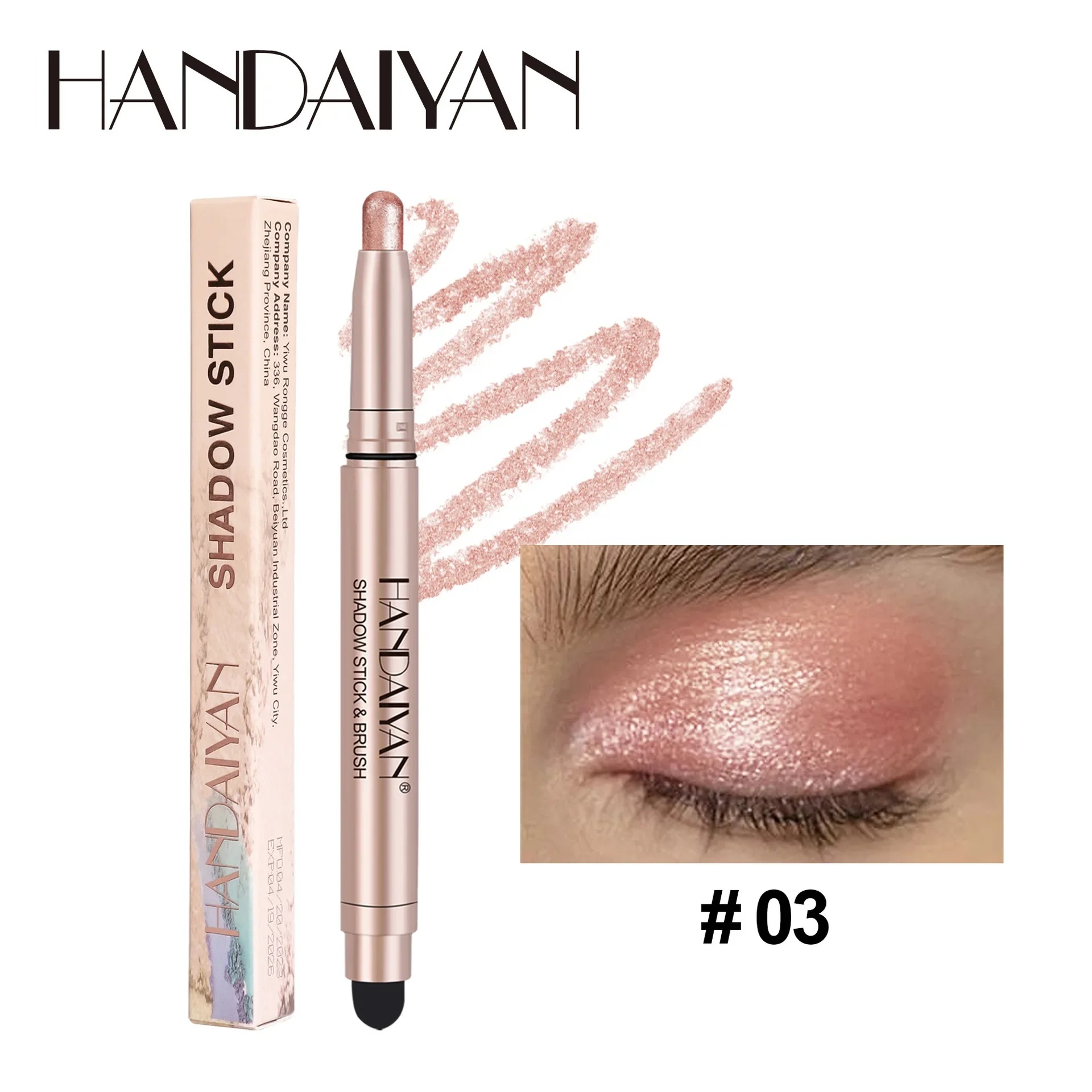 Waterproof Smoky Dark Black Eyeshadow Pencil Stick Matte Metallic Pearlescent Glitter Makeup Tool Highlighter Pen