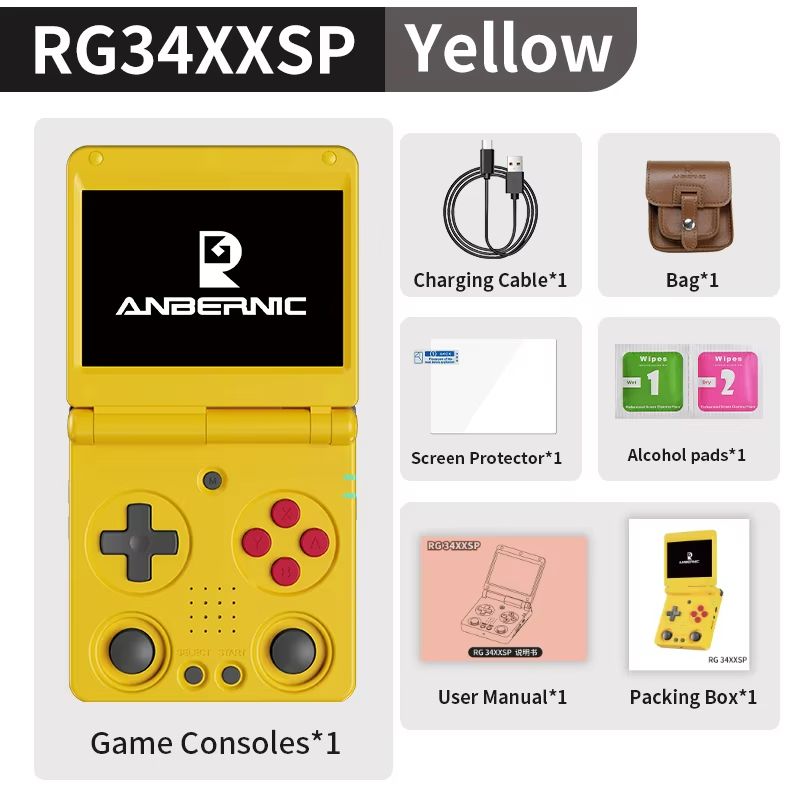 Anbernic RG34XXSP Retro Handheld Game Console – Flip Design with 3.4