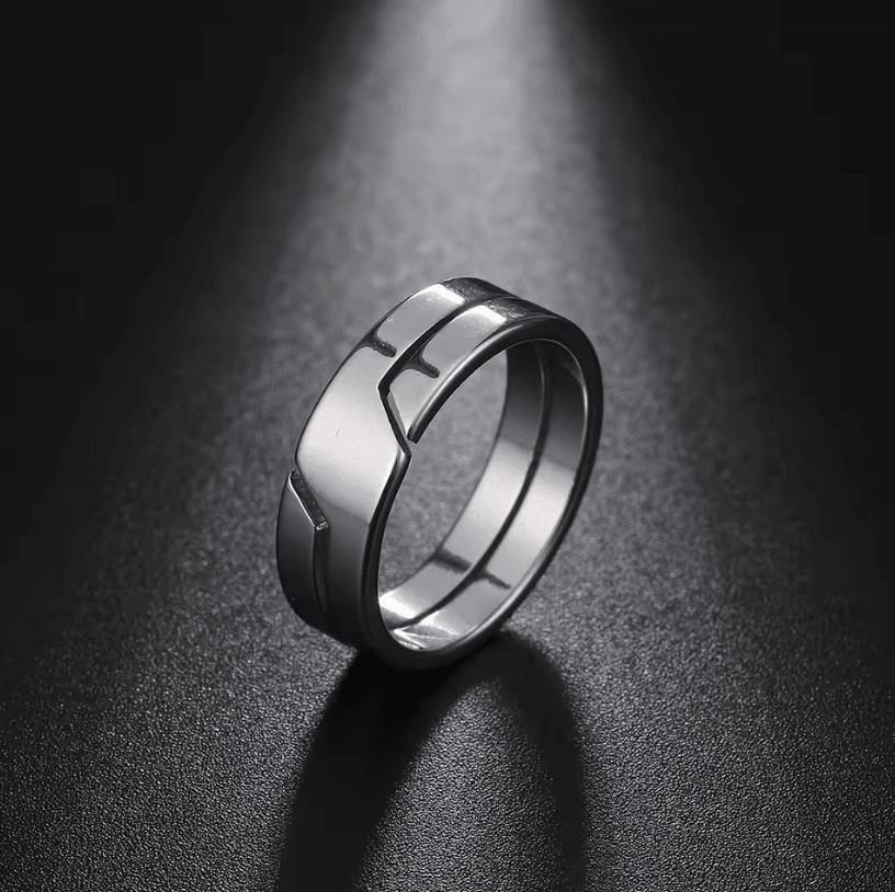 Simple Stainless Steel Couple Rings Matching Minimalist Engagement Anniversary Band Set
