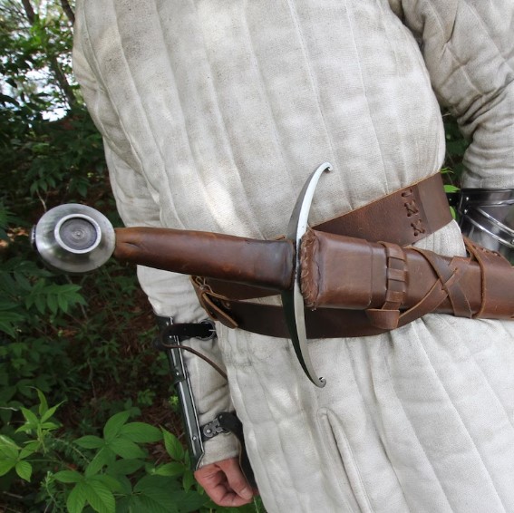 Hand-Forged Medieval Gothic Sword – Carbon Steel with Leather Scabbard