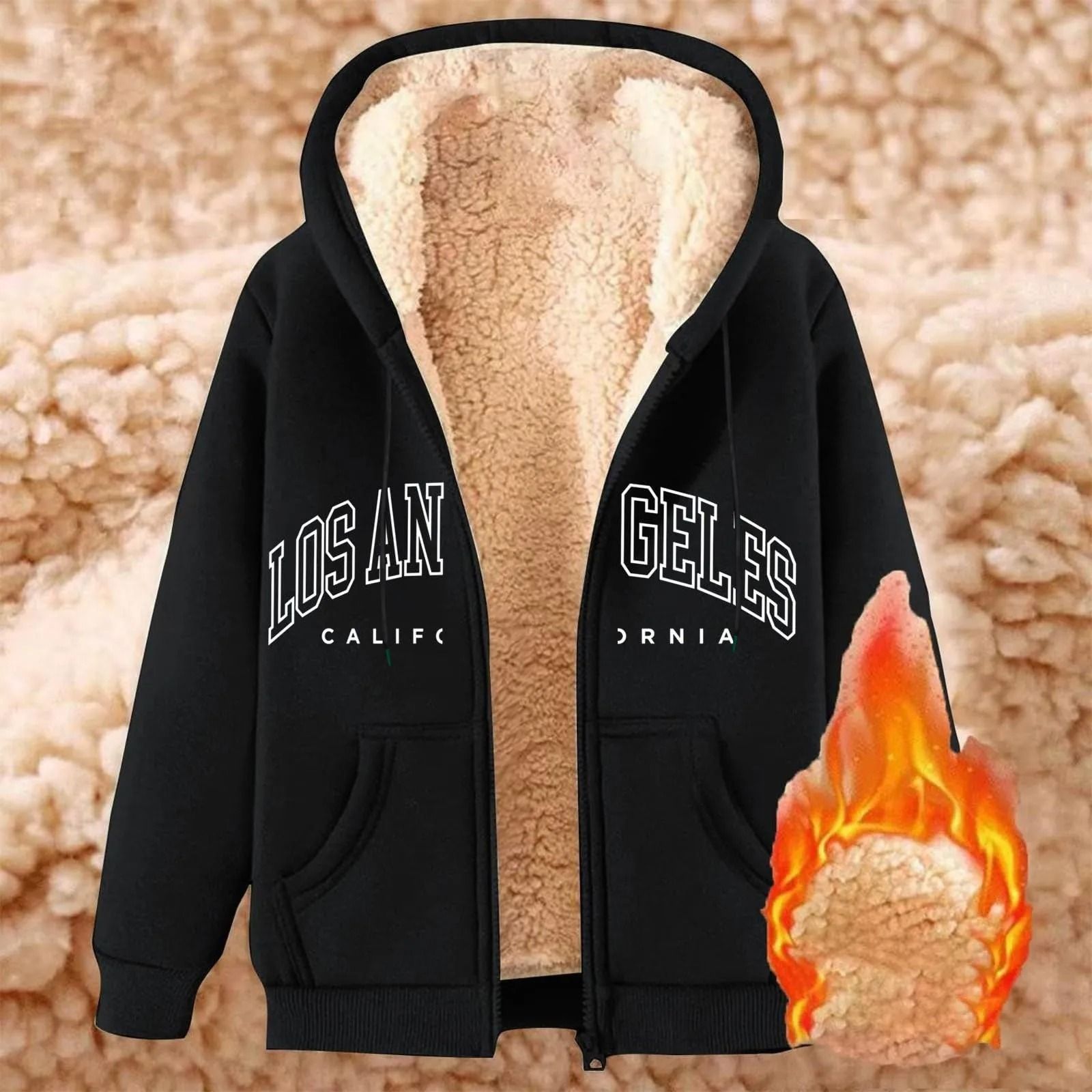 Womens Fleece Lined Zip Up Hoodie with Pockets
