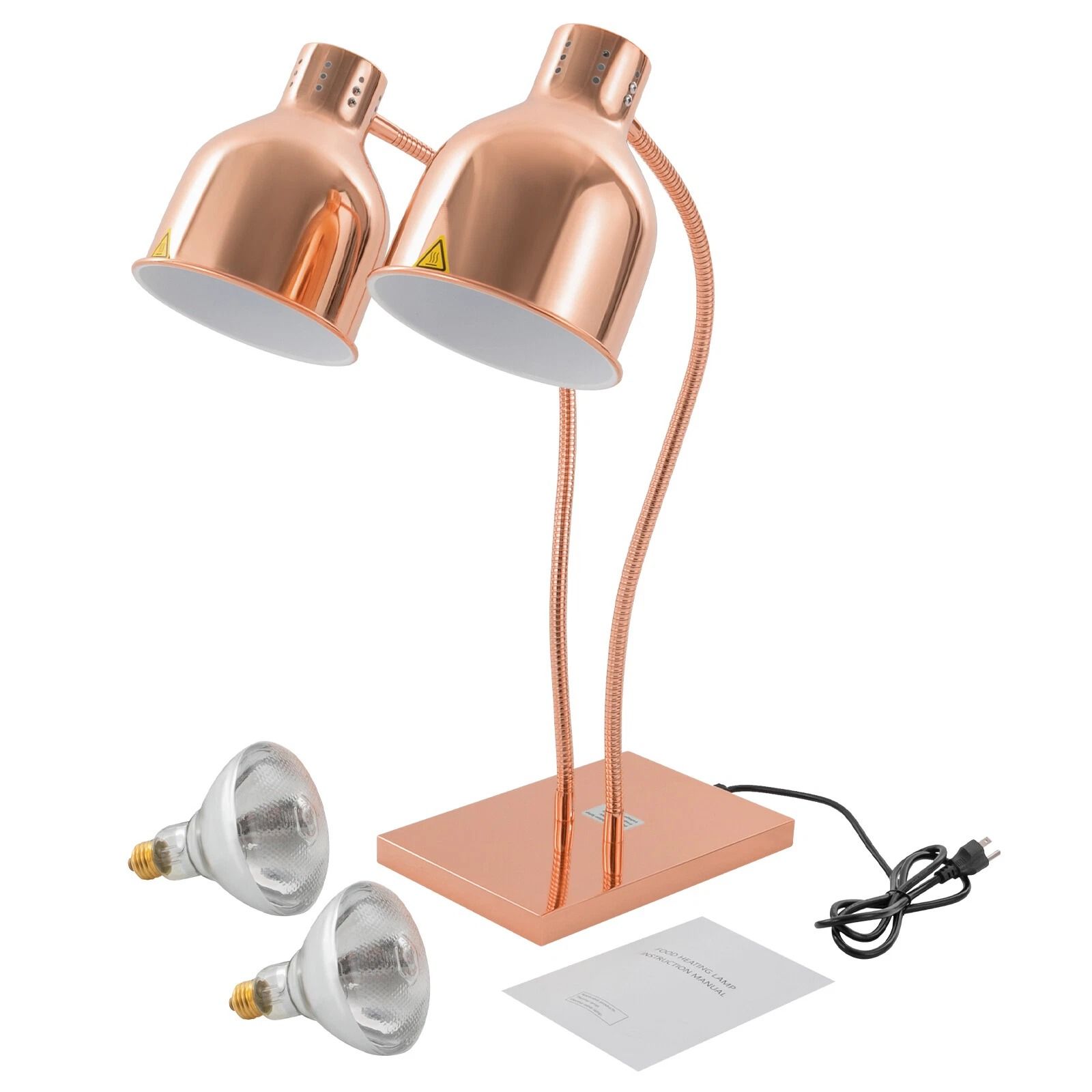 2-Head Food Warming Lamp Gold, Tabletop Food Insulation Lamp, Food Warmer