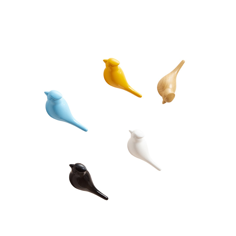 Creative Bird Wall Hook Resin Wood Grain Design, Animal Shaped Coat Hook