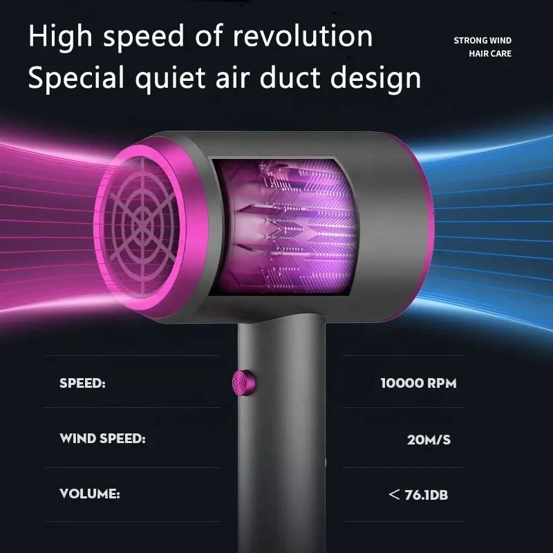 Ionic Pro 2000W Fast Drying Hair Dryer with Constant Temperature and Low Noise Airflow