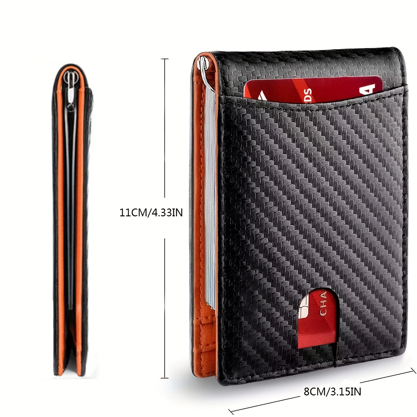 Slim Wallets for Men, Minimalist Credit Card Holder, Leather Money Clip Mens Wallet, Blocking Front Pocket Wallet
