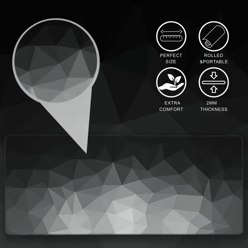 Thick Extended Mouse Pad for Desk with Stitched Edges and Non-Slip Rubber Base