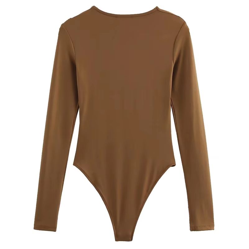 HXAO Sculpt Fit Women's Long Sleeve Spandex Bodysuit with Thong Cut