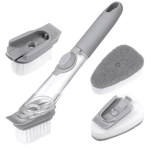No Scratch Dishwand Set Soap Dispensing Dishwashing Brush Sponge Cleaner
