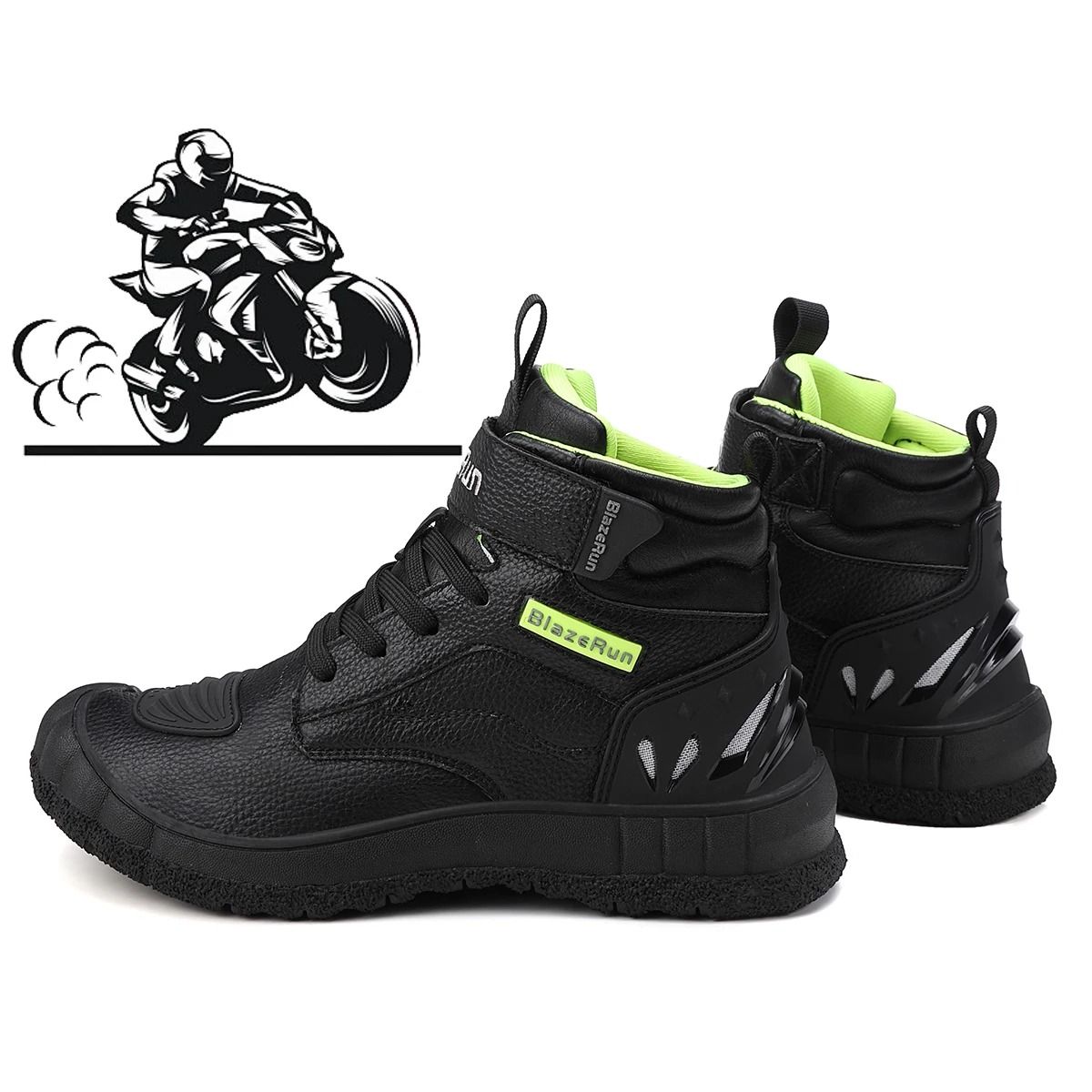 Mens Leather Motorcycle Riding Boots Breathable Anti Slip Wear Resistant Shoes