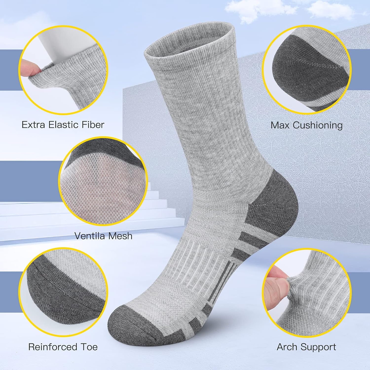 Title Option 2 (Benefit-Driven): Durable Cushioned Sports Socks, Breathable Running Socks for High-Performance Workouts