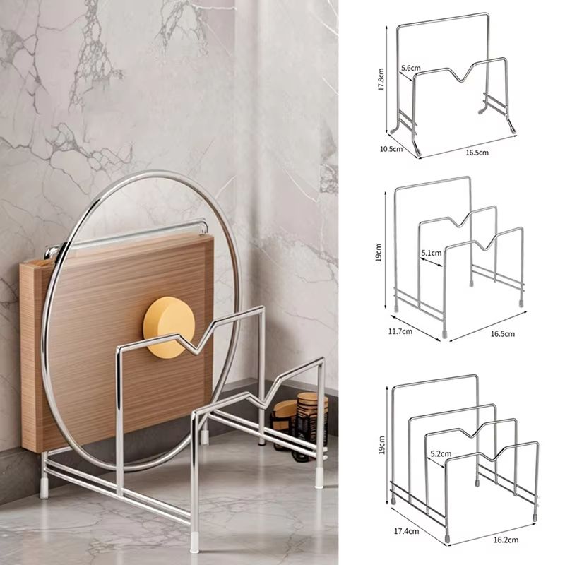 Rust-Proof Multi-Layer Kitchen Organizer Rack with Cutting Board and Pot Lid Storage