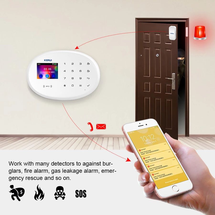 Tuya Smart 4.3-Inch WiFi + GSM Home Security Alarm System with Temperature Display