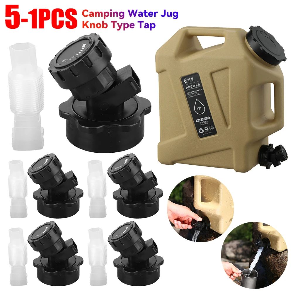 Portable Camping Water Jug Faucet with Flexible Extender Hose (1–5 PCS)