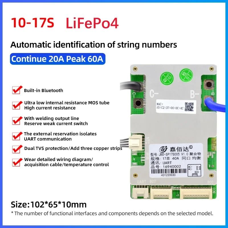 JBD Smart BMS Lithium Battery Protection Board with Built In Bluetooth