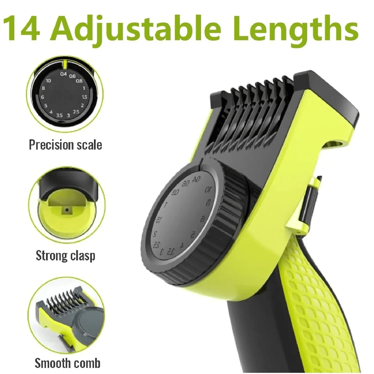 Adjustable Trimming Comb Attachment for Philips OneBlade Shaver with 14 Length Settings
