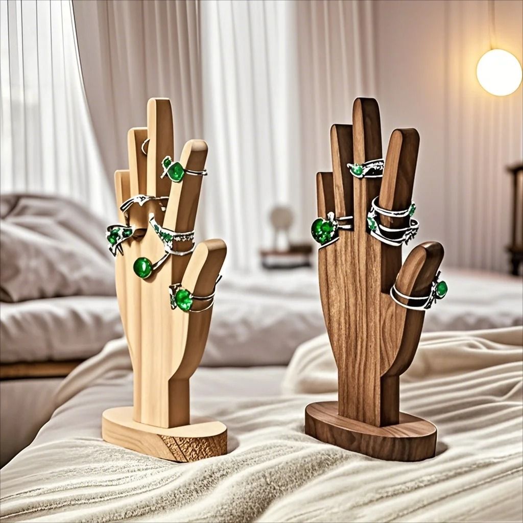 Hand Jewelry Display Stand Wooden Ring and Bracelet Holder