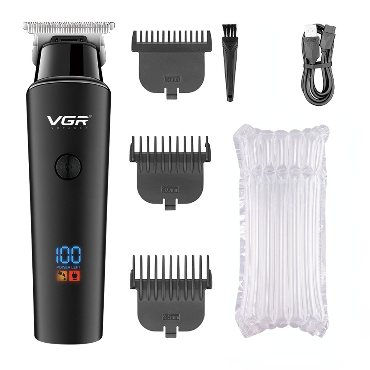 VGR Hair Trimmer Professional Electric Trimmers Cordless Hair Clipper Rechargeable LED Display for Men