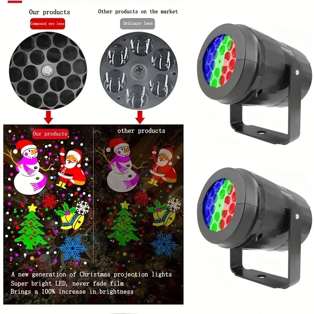 Snowflake Christmas Laser Projector Light with 16 Rotating LED Patterns for Holiday Decoration