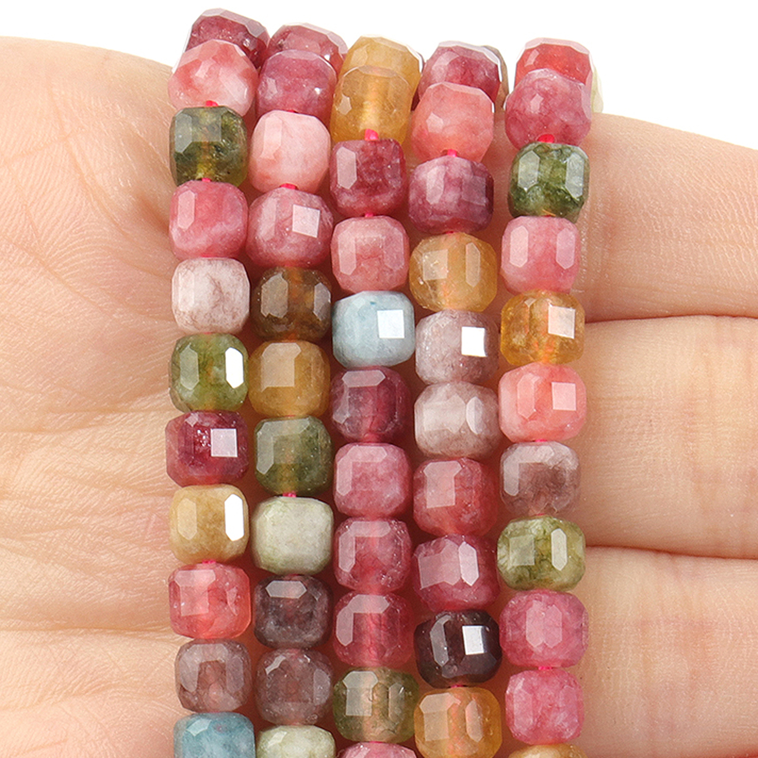 Faceted Natural Tourmaline 5mm Cube Beads for DIY Jewelry Making & Accessories