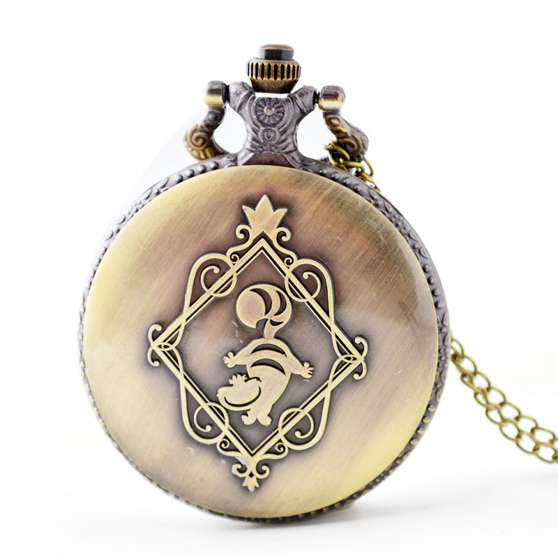 Alice in Wonderland Pocket Watch Vintage Anime Retro Fob Gift Watch