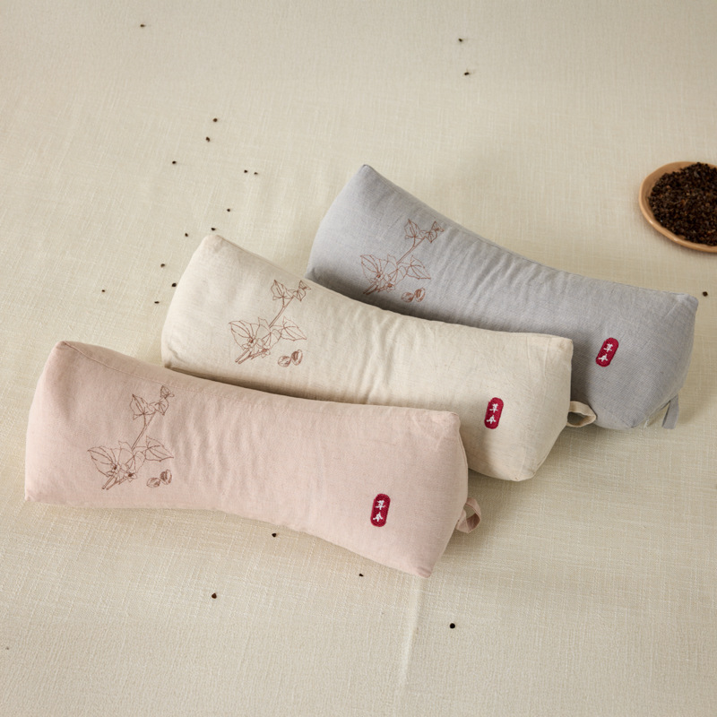 Buckwheat Pillow Herbal Traction, New Neck Buckwheat Hull Cotton, And Linen Triangular Pillow, Cervical Pillow Cover