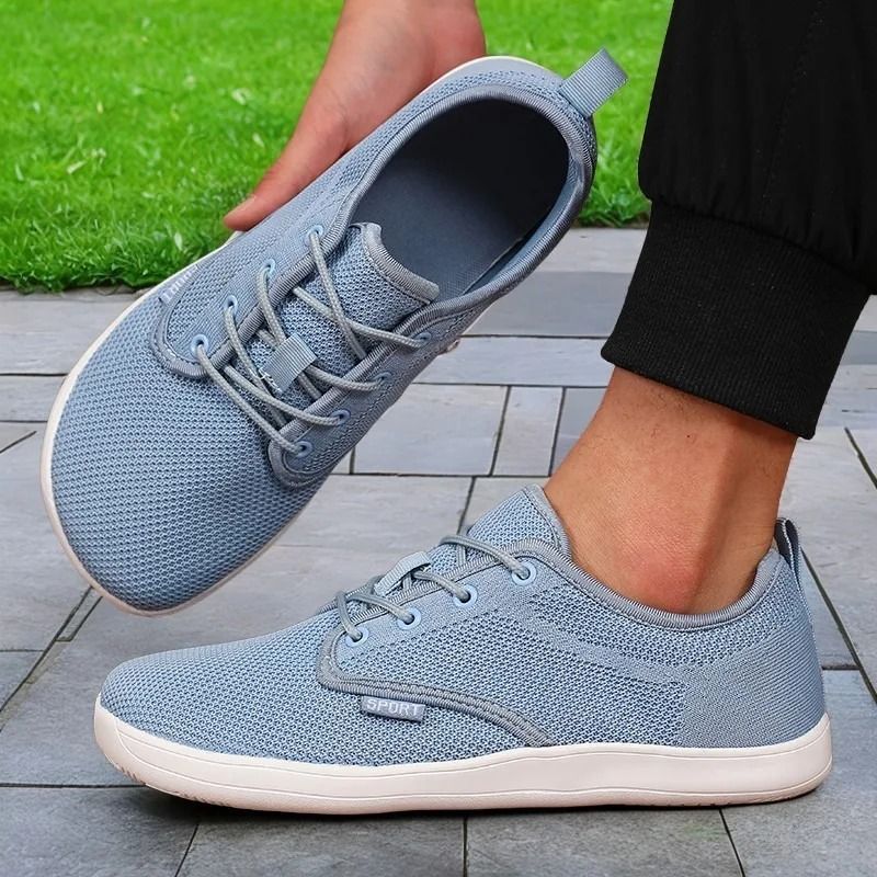 Wide Toe Men Shoes Breathable Knitted Mesh Soft Sole Casual Walking Shoes
