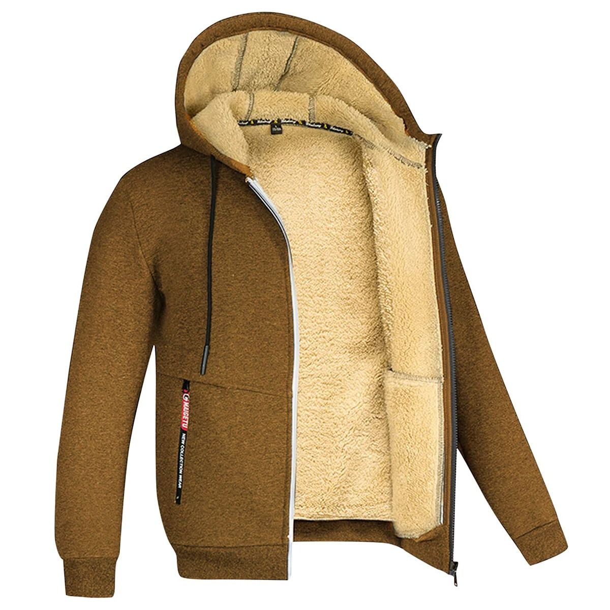 Mens Zip Up Fleece Hoodie Jacket Casual Winter Streetwear