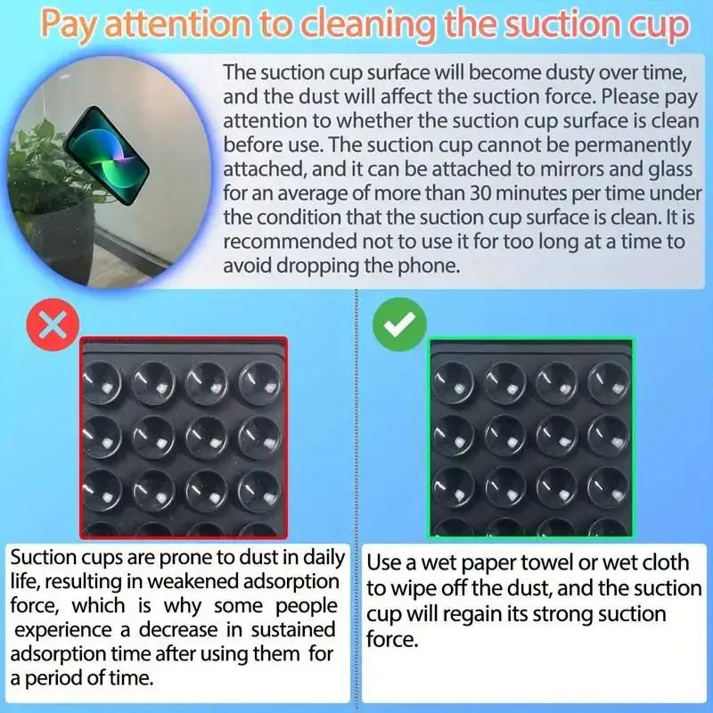 Universal Silicone Suction Pad Phone Holder - Adhesive Suction Cup Pad for Wall & Mirror Mounting