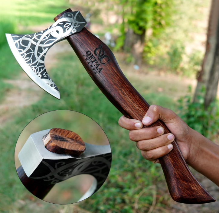 Custom Handmade Carbon Steel Viking Axe NORSE Axe Throwing Norse with Sheath