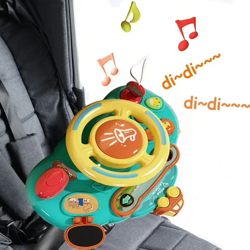 Electric Baby Toy Simulated Driving Car Copilot Steering Wheel, Stroller Educational Toy for Toddlers 0–36 Months