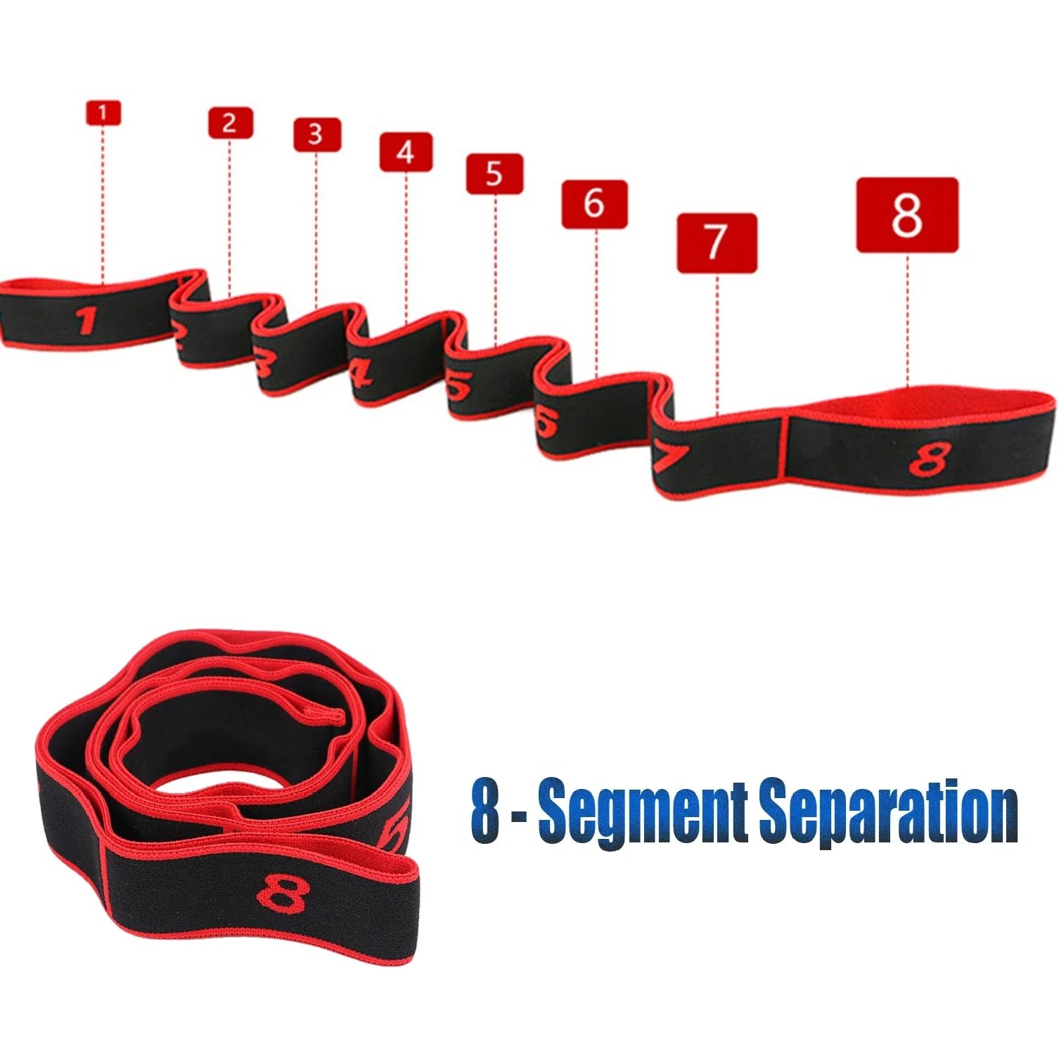 Multi Segment Belt Yoga Fitness Products, Yoga Stretch Resistance Bands Adult High Elasticity, Yoga Assisted Stretching