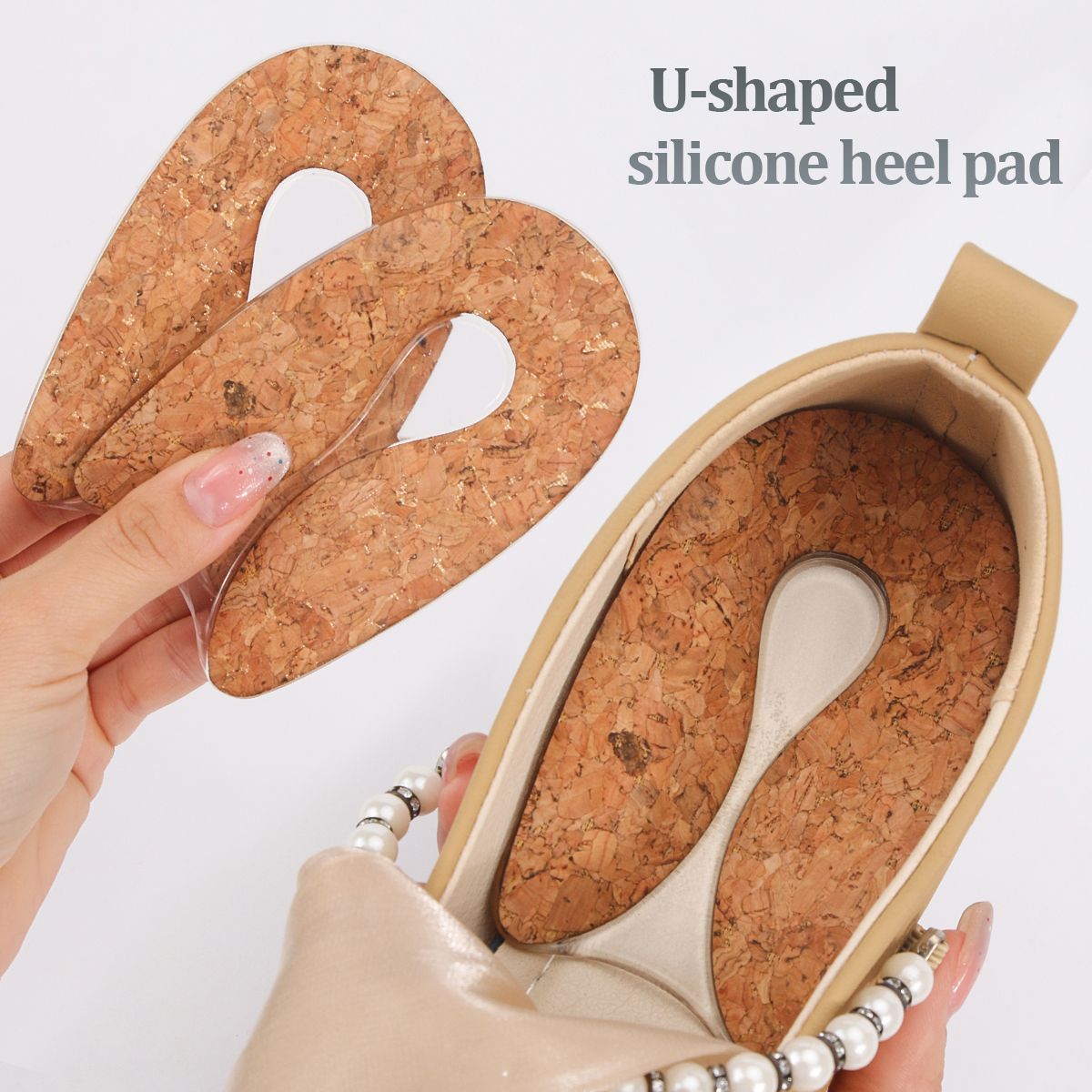 Silicone Heel Cups for plantar fasciitis relief, U-Shaped Heel Pads for Pain Support & Comfort