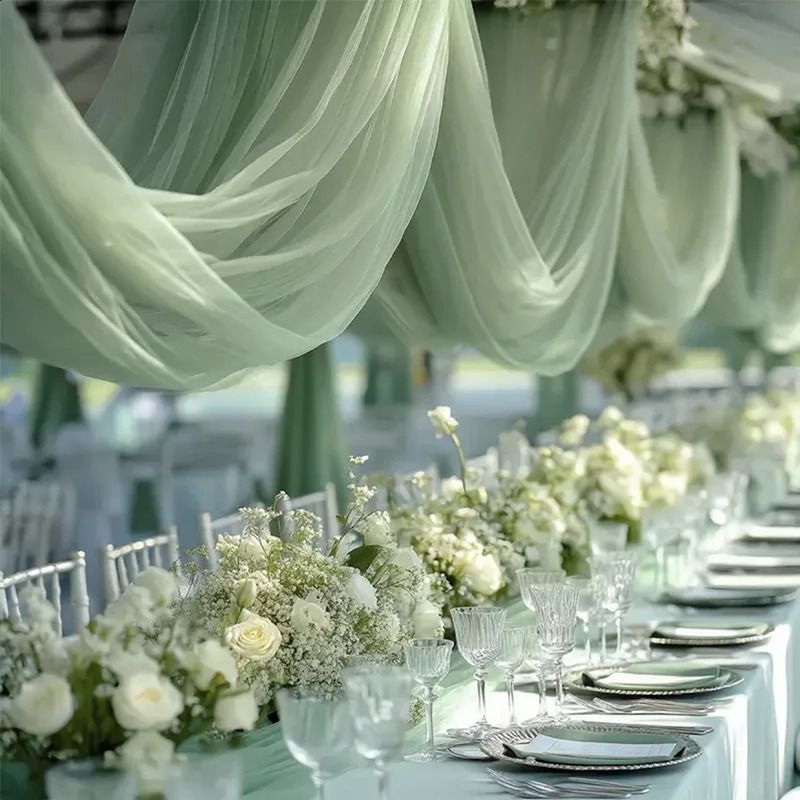 Elegant Gauze Table Runner Sheer Boho Wedding Table Decor for Events