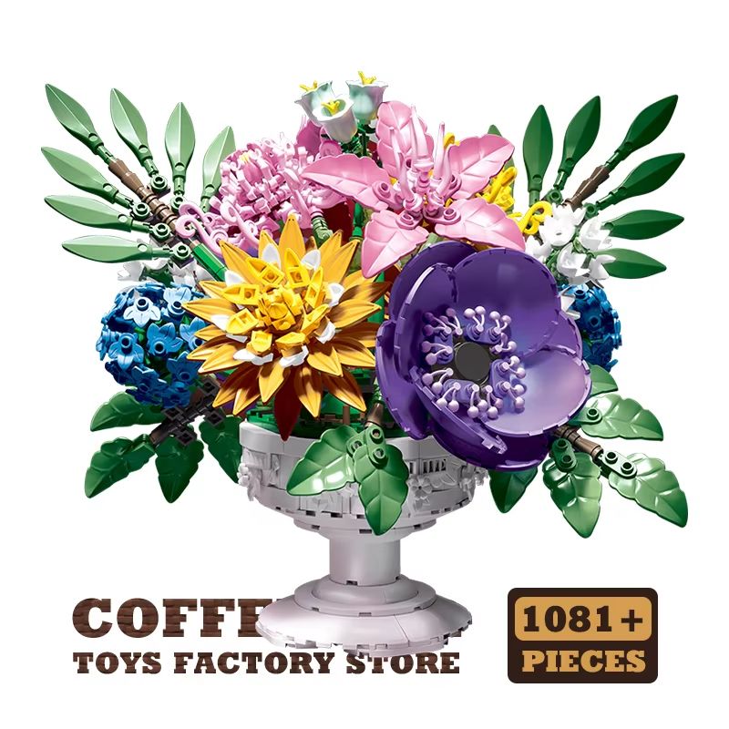 Creative Bonsai Building Blocks Bouquet 3D Model DIY Flower Kit