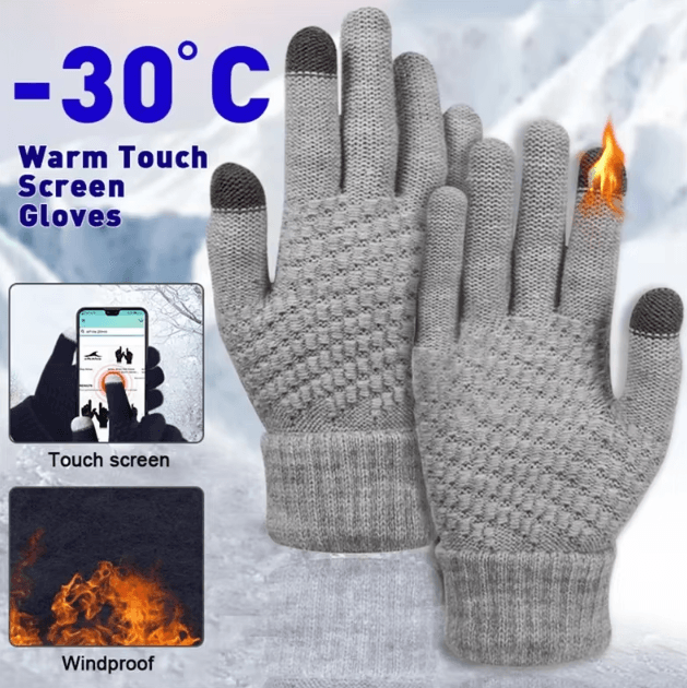 Thermal Knit Touchscreen Gloves Warm Stretch Winter Full-Finger Gloves for Driving & Outdoor Use