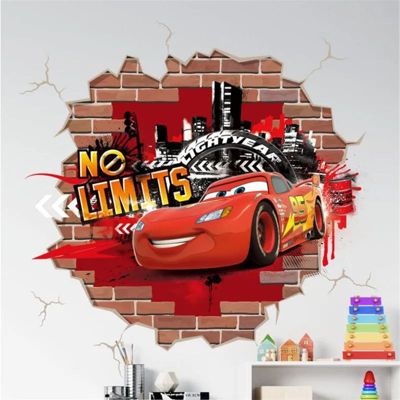 3D Lightning McQueen Wall Stickers – Cartoon Cars Kids Room Decor Decals