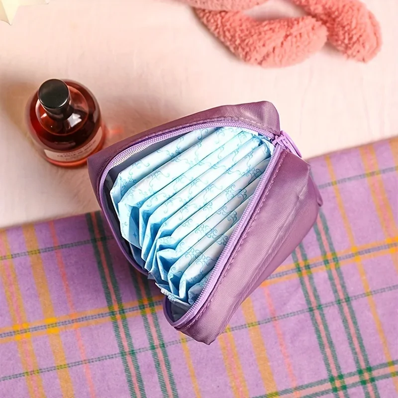 Small Cosmetic Bag for Travel, Portable Sanitary Pad Storage Box, Lipstick Coin Organizer for Girls.