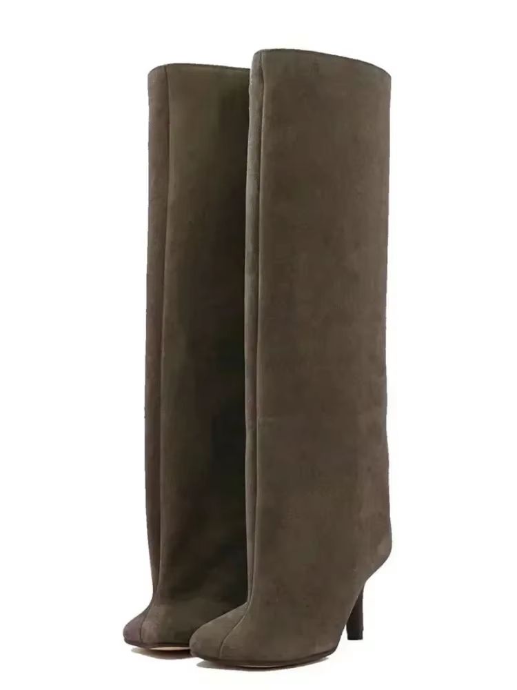 Autumn Winter Women's Knee High Boots – 6cm Slim High Heels, Round Toe Fashion Long Boots, Knight-Inspired Style