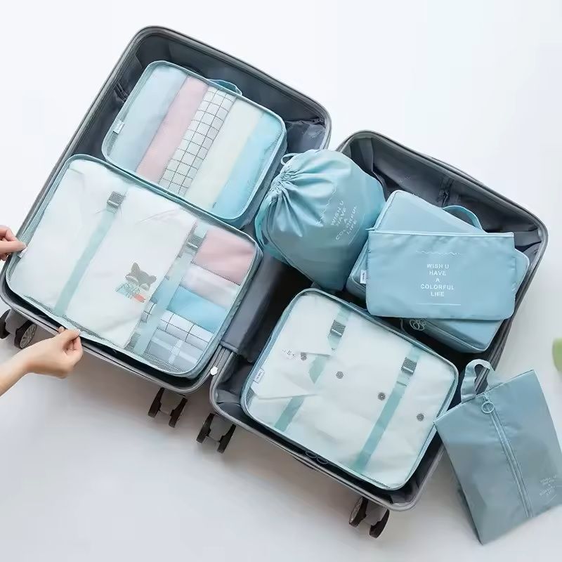 7 Piece Travel Packing Cubes Set with Shoe Bag and Pouches