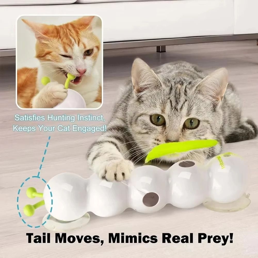 Interactive Caterpillar Cat Toy Motion Activated Rechargeable Automatic Wack A Worm Teasing Toy for Indoor Cats