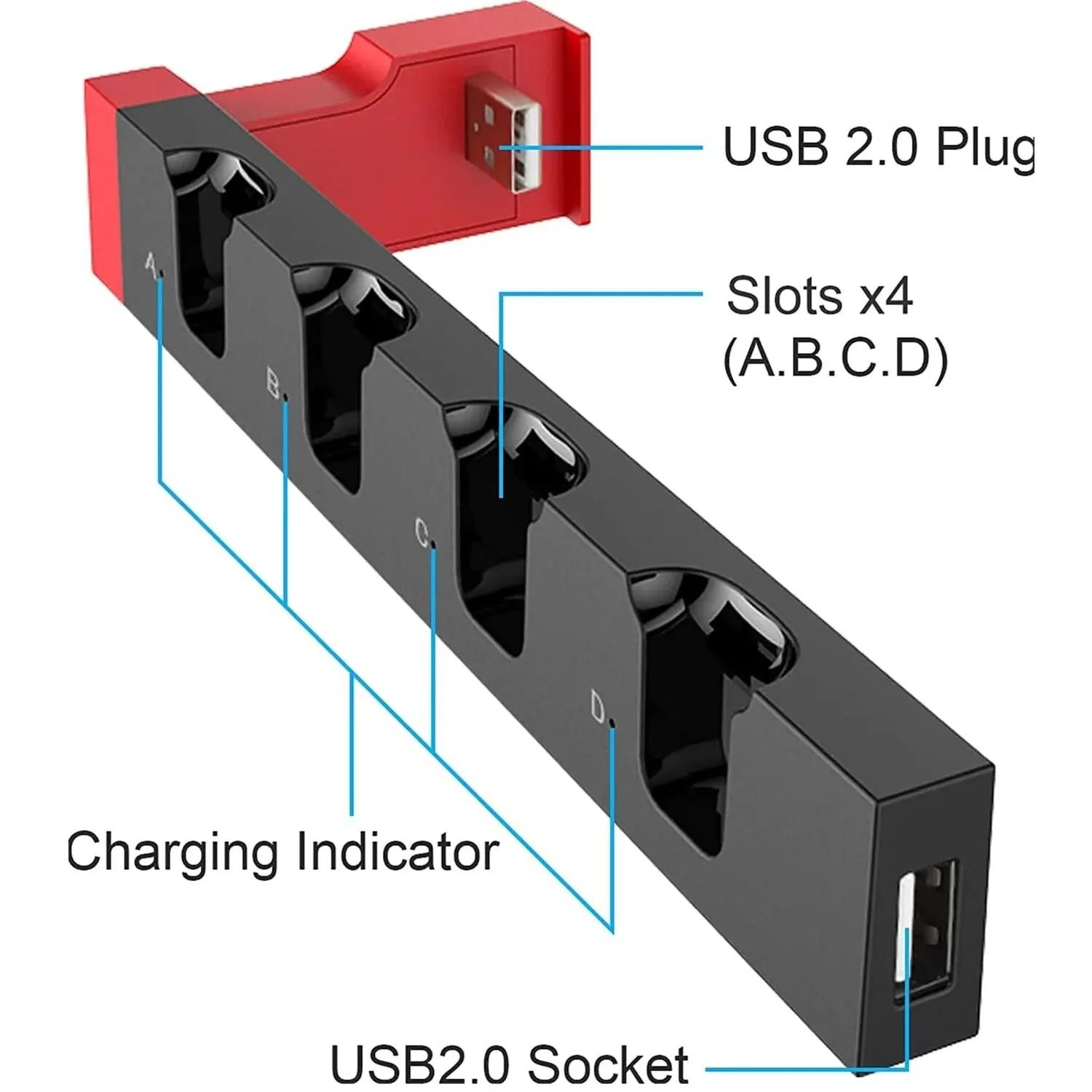 JoyCon Charging Dock Station Compatible with Standard and OLED Models Charges Up to Four Controllers