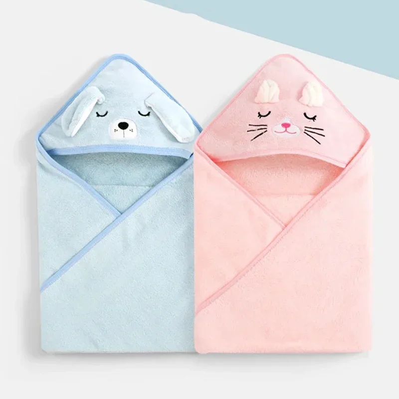 Toddler Bathrobe Warm Sleeping Swaddle Wrap Baby Hooded Bath Towels Cartoon Animal Soft Towel Blanket