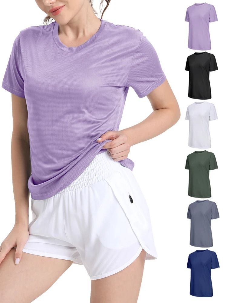 Women Solid Color Ultralight Quick Dry Sport T Shirt