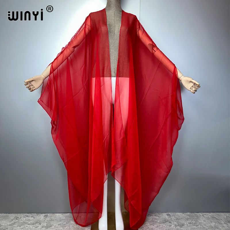 Sheer Monochrome Kimono Beach Cover Up