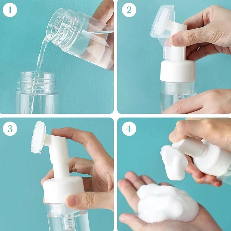 Silicone Brush Foaming Cleanser Bottle – 100ml Refillable Foam Pump Dispenser