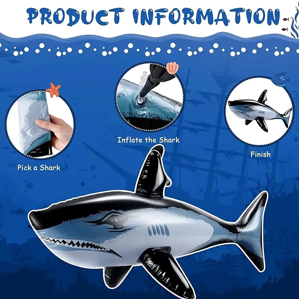 Shark Pool Toy Giant Ride On for Kids Summer Water Fun Float