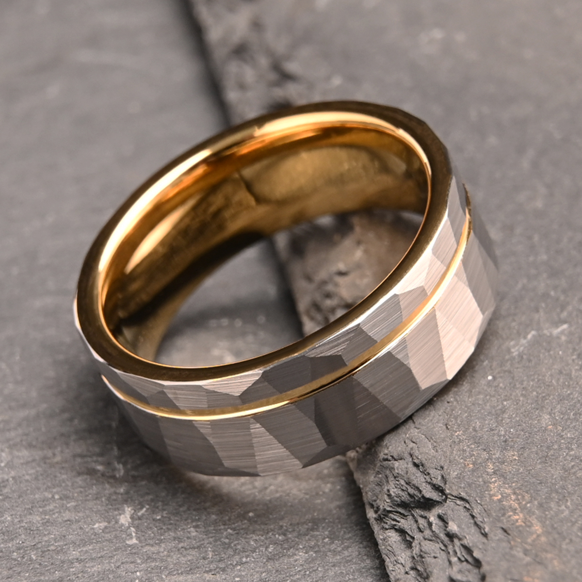 Hammered Tungsten Carbide Ring, Men's Wedding Bands, Fashion Jewellery, Engagement Rings for Him