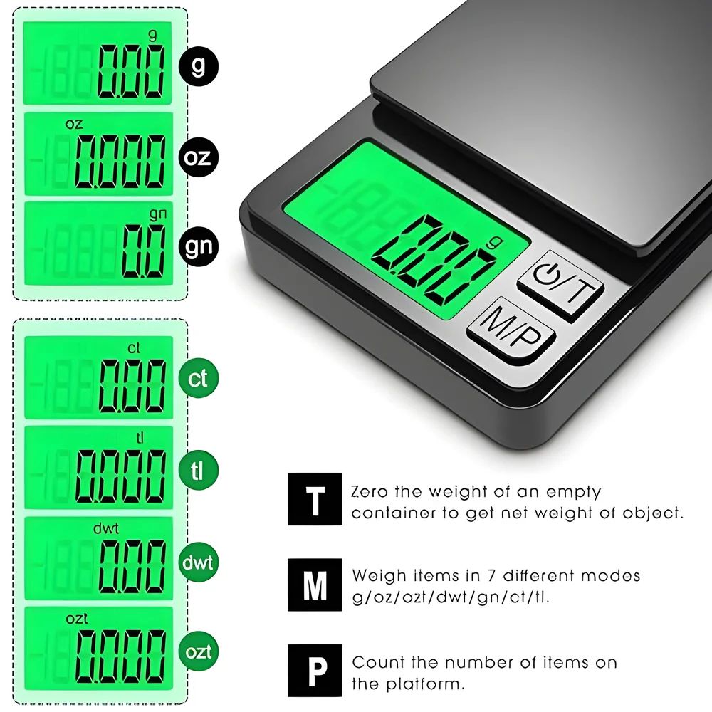 Precision Pocket Digital Scale 2.2 lb .0035 oz – Mini Gram & Jewelry Scale with Backlit LCD Display
