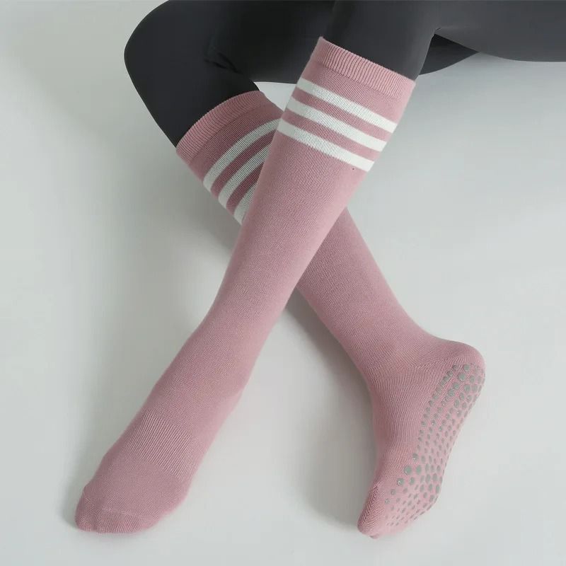 Autumn Winter Women Anti Slip Yoga Socks Cotton Breathable Fitness Pilates Mid Tube Ballet Dance Socks